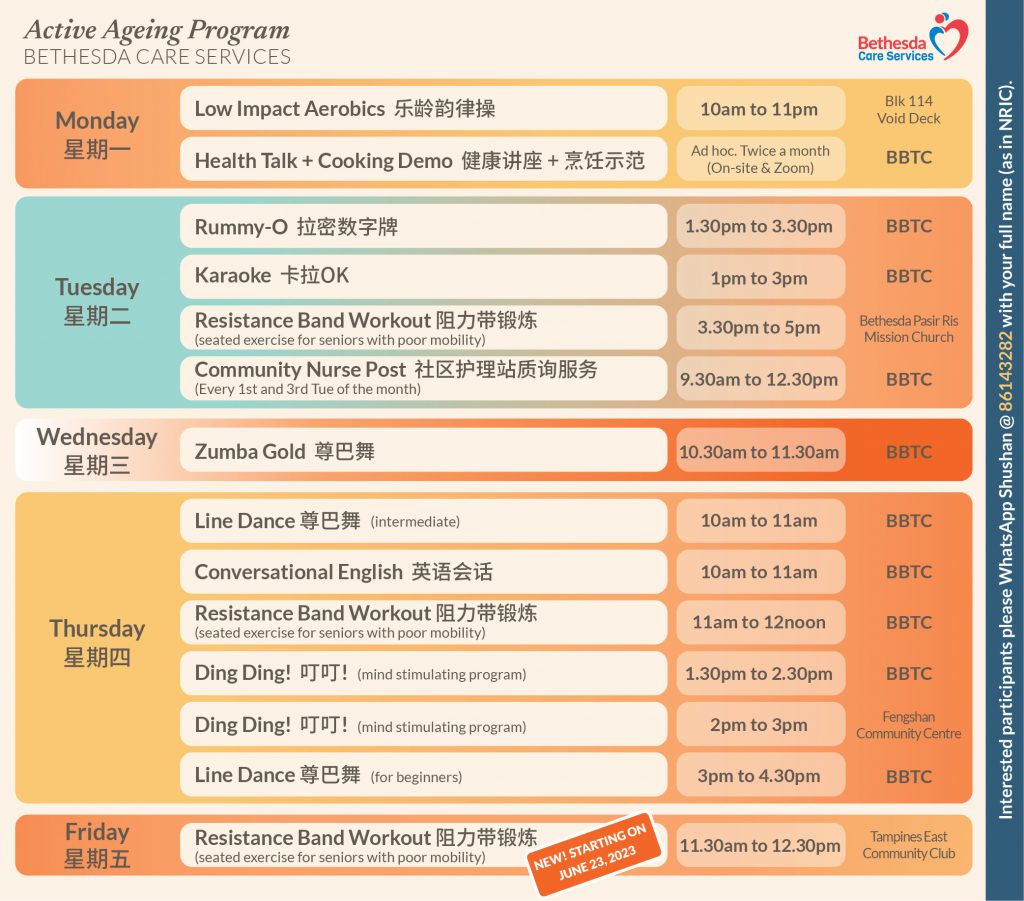 Weekly Active Ageing Program at BCS